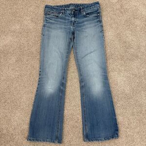Vtg Express Eva Low Rise Bootcut Denim Jeans Embroidered Pockets Women's Size 4R